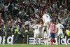 Real Madrid players celebrate goal in presence of Atletico de Madrid Gabi Fernandez dejected during the UEFA Champions League Final Match between Real Madrid and Atletico Madrid at the Estadio da Luz in Lissabon, Portugal on 2014/05/24.
