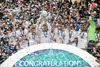 Real Madrid celebrates the victory during the UEFA Champions League Final Match between Real Madrid and Atletico Madrid at the Estadio da Luz in Lissabon, Portugal on 2014/05/24.
