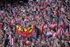 Atletico de Madrid supporters during the UEFA Champions League Final Match between Real Madrid and Atletico Madrid at the Estadio da Luz in Lissabon, Portugal on 2014/05/24.

