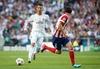 Real Madrid Cristiano Ronaldo (l) and Atletico de Madrid Diego Godin during the UEFA Champions League Final Match between Real Madrid and Atletico Madrid at the Estadio da Luz in Lissabon, Portugal on 2014/05/24.

