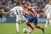 Real Madrid Fabio Coentrao (l) and Atletico de Madrid Gabi Fernandez during the UEFA Champions League Final Match between Real Madrid and Atletico Madrid at the Estadio da Luz in Lissabon, Portugal on 2014/05/24.
