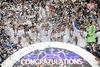 Real Madrid celebrates the victory during the UEFA Champions League Final Match between Real Madrid and Atletico Madrid at the Estadio da Luz in Lissabon, Portugal on 2014/05/24.
