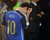 Disappointed Lionel Messi (ARG) after Final match between Germany and Argentina of the FIFA Worldcup Brazil 2014 at the Maracana in Rio de Janeiro, Brazil on 2014/07/13. 
