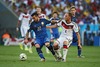  Ezequiel Lavezzi (ARG) and Benedikt Hoewedes (GER) during Final match between Germany and Argentina of the FIFA Worldcup Brazil 2014 at the Maracana in Rio de Janeiro, Brazil on 2014/07/13. 
