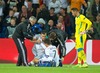 A supporter invades the pitch to get to Real Madrids Cristiano Ronaldo against Sevilla during the UEFA Supercup Match between Real Madrid and FC Sevilla at the Millenium Stadium in Cardiff, Cardiff on 2014/08/12.
