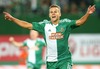 Louis Schaub, (SK Rapid Wien) celebrates goal during a UEFA Europa League between SK Rapid Vienna and HJK Helsinki at the Ernst Happel Stadion, Wien, Austria on 2014/08/28.
