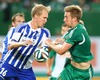 Valtteri Moren (HJK Helsinki) and Roman Beric (SK Rapid Wien) during a UEFA Europa League between SK Rapid Vienna and HJK Helsinki at the Ernst Happel Stadion, Wien, Austria on 2014/08/28.
