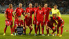 Swiss team during UEFA European qualifiers football match between Slovenia and Switzerland. Match between Slovenia and Switzerland was played in arena Ljudski vrt in Maribor, Slovenia, on Thursday, 9th of October 2014.
