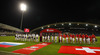 Players of Slovenia (L) and Switzerland (R) before start of the UEFA European qualifiers football match between Slovenia and Switzerland. Match between Slovenia and Switzerland was played in arena Ljudski vrt in Maribor, Slovenia, on Thursday, 9th of October 2014.
