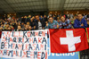 Swiss fans during UEFA European qualifiers football match between Slovenia and Switzerland. Match between Slovenia and Switzerland was played in arena Ljudski vrt in Maribor, Slovenia, on Thursday, 9th of October 2014.
