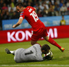 Goalie Samir Handanovic of Slovenia in action during UEFA European qualifiers football match between Slovenia and Switzerland. Match between Slovenia and Switzerland was played in arena Ljudski vrt in Maribor, Slovenia, on Thursday, 9th of October 2014.
