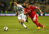 Xherdan Shaqiri of Switzerland (R) and Ales Mertelj of Slovenia (L) during UEFA European qualifiers football match between Slovenia and Switzerland. Match between Slovenia and Switzerland was played in arena Ljudski vrt in Maribor, Slovenia, on Thursday, 9th of October 2014.
