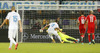 Milivoje Novakovic of Slovenia scoring from penally shoot during UEFA European qualifiers football match between Slovenia and Switzerland. Match between Slovenia and Switzerland was played in arena Ljudski vrt in Maribor, Slovenia, on Thursday, 9th of October 2014.
