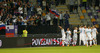 Scorer Milivoje Novakovic of Slovenia celebrates his goal with teammates during UEFA European qualifiers football match between Slovenia and Switzerland. Match between Slovenia and Switzerland was played in arena Ljudski vrt in Maribor, Slovenia, on Thursday, 9th of October 2014.
