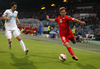 Admir Mehmedi of Switzerland (R) and Branko Ilic of Slovenia (L) during UEFA European qualifiers football match between Slovenia and Switzerland. Match between Slovenia and Switzerland was played in arena Ljudski vrt in Maribor, Slovenia, on Thursday, 9th of October 2014.
