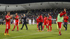 Swiss players greeting their fans after end of UEFA European qualifiers football match between Slovenia and Switzerland. Match between Slovenia and Switzerland was played in arena Ljudski vrt in Maribor, Slovenia, on Thursday, 9th of October 2014.
