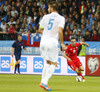 Josip Drmic of Switzerland during UEFA European qualifiers football match between Slovenia and Switzerland. Match between Slovenia and Switzerland was played in arena Ljudski vrt in Maribor, Slovenia, on Thursday, 9th of October 2014.
