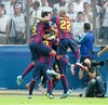 Players celebrate goal of Ivan Rakitic #4 (FC Barcelona) during the UEFA Champions League final match between Juventus FC and Barcelona FC at the Olympia Stadion in Berlin, Germany on 2015/06/06.
