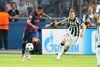 Neymar #11 (FC Barcelona) and Stephan Lichtensteiner #26 (Juventus Turin) during the UEFA Champions League final match between Juventus FC and Barcelona FC at the Olympia Stadion in Berlin, Germany on 2015/06/06.
