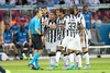 Players of Juventust in discussion with referee Cueneyt Cakir during the UEFA Champions League final match between Juventus FC and Barcelona FC at the Olympia Stadion in Berlin, Germany on 2015/06/06.
