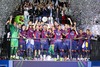 Winner FC Barcelona celebrating with trophy during the UEFA Champions League final match between Juventus FC and Barcelona FC at the Olympia Stadion in Berlin, Germany on 2015/06/06.
