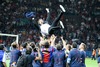 Head coach Luis Enrique (FC Barcelona) celebrates with players after end of the UEFA Champions League final match between Juventus FC and Barcelona FC at the Olympia Stadion in Berlin, Germany on 2015/06/06.
