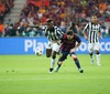 Paul Pogba (Juventus Turin #6) and Lionel Messi (FC Barcelona #10) during the UEFA Champions League final match between Juventus FC and Barcelona FC at the Olympia Stadion in Berlin, Germany on 2015/06/06.
