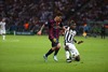 Lionel Messi (FC Barcelona #10) and Paul Pogba (Juventus Turin #6) during the UEFA Champions League final match between Juventus FC and Barcelona FC at the Olympia Stadion in Berlin, Germany on 2015/06/06.
