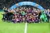 Winner FC Barcelona celebrating with trophy during the UEFA Champions League final match between Juventus FC and Barcelona FC at the Olympia Stadion in Berlin, Germany on 2015/06/06.
