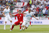 Ales Mertelj of Slovenia (R) and Jack Wilshere (no.7) of England (L) during UEFA European qualifiers football match between Slovenia and England. UEFA European qualifiers match between Slovenia and England was played in Stozice arena in Ljubljana, Slovenia, on Sunday, 14th of June 2015.
