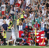 Milivoje Novakovic of Slovenia celebrates his goal for 1-0 during UEFA European qualifiers football match between Slovenia and England. UEFA European qualifiers match between Slovenia and England was played in Stozice arena in Ljubljana, Slovenia, on Sunday, 14th of June 2015.
