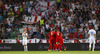 Players of England celebrate goal to equalize to 1-1 during UEFA European qualifiers football match between Slovenia and England. UEFA European qualifiers match between Slovenia and England was played in Stozice arena in Ljubljana, Slovenia, on Sunday, 14th of June 2015.
