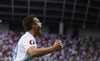 Nejc Pecnik (no.19) of Slovenia celebrates his goal for 2-2 during UEFA European qualifiers football match between Slovenia and England. UEFA European qualifiers match between Slovenia and England was played in Stozice arena in Ljubljana, Slovenia, on Sunday, 14th of June 2015.
