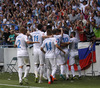 Players of Slovenia celebrate goal of Nejc Pecnik (no.19) of Slovenia for 2-2 during UEFA European qualifiers football match between Slovenia and England. UEFA European qualifiers match between Slovenia and England was played in Stozice arena in Ljubljana, Slovenia, on Sunday, 14th of June 2015.
