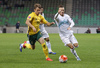 Dejan Lazarevic of Slovenia(R) and Arvydas Novikovas of Lithuania (L) during UEFA European qualifiers football match between Slovenia and England. UEFA European qualifiers match between Slovenia and Lithuania was played in Stozice arena in Ljubljana, Slovenia, on Friday, 9th of October 2015.
