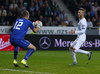 Goalie Emilijus Zubas of Lithuania (L) and Dejan Lazarevic of Slovenia (R) during UEFA European qualifiers football match between Slovenia and England. UEFA European qualifiers match between Slovenia and Lithuania was played in Stozice arena in Ljubljana, Slovenia, on Friday, 9th of October 2015.
