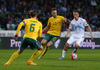 Valter Birsa of Slovenia (M) between players of Lithuania during UEFA European qualifiers football match between Slovenia and England. UEFA European qualifiers match between Slovenia and Lithuania was played in Stozice arena in Ljubljana, Slovenia, on Friday, 9th of October 2015.
