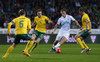 Valter Birsa of Slovenia (M) between players of Lithuania during UEFA European qualifiers football match between Slovenia and England. UEFA European qualifiers match between Slovenia and Lithuania was played in Stozice arena in Ljubljana, Slovenia, on Friday, 9th of October 2015.
