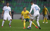 Arvydas Novikovas of Lithuania (L) and Andraz Struna of Slovenia (R) during UEFA European qualifiers football match between Slovenia and England. UEFA European qualifiers match between Slovenia and Lithuania was played in Stozice arena in Ljubljana, Slovenia, on Friday, 9th of October 2015.
