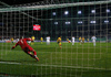Arvydas Novikovas of Lithuania scoring from penalty shot during UEFA European qualifiers football match between Slovenia and England. UEFA European qualifiers match between Slovenia and Lithuania was played in Stozice arena in Ljubljana, Slovenia, on Friday, 9th of October 2015.

