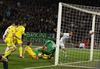 Bostjan Cesar of Slovenia scoring for 1-0 during UEFA European qualifiers play-off football match between Slovenia and Ukraine. UEFA European qualifiers play-off match between Slovenia and Ukraine was played in Ljudski vrt arena in Maribor, Slovenia, on Tuesday, 17th of November 2015.
