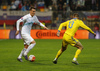 Nejc Pecnik of Slovenia (L) and Vyacheslav Shevchuk of Ukraine (R) during UEFA European qualifiers play-off football match between Slovenia and Ukraine. UEFA European qualifiers play-off match between Slovenia and Ukraine was played in Ljudski vrt arena in Maribor, Slovenia, on Tuesday, 17th of November 2015.
