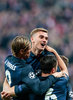 Goalcelebration Atletico Fernando Torres (Atletico Madrid) Antoine Griezmann (Atletico Madrid) Koke (Atletico Madrid) during the UEFA Champions League semi Final, 2nd Leg match between FC Bayern Munich and Atletico Madrid at the Allianz Arena in Muenchen, Germany on 2016/05/03.
