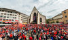 Liverpool Fans cheering before the Final Match of the UEFA Europaleague between FC Liverpool and Sevilla FC at the Citycenter of Basel, Switzerland on 2016/05/18.
