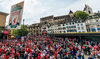 Liverpool Fans cheering before the Final Match of the UEFA Europaleague between FC Liverpool and Sevilla FC at the Citycenter of Basel, Switzerland on 2016/05/18.
