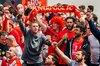 Liverpool Fans cheering before the Final Match of the UEFA Europaleague between FC Liverpool and Sevilla FC at the Citycenter of Basel, Switzerland on 2016/05/18.
