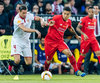 Grzegorz Krychowiak (FC Sevilla) Roberto Firmino (FC Liverpool) during the Final Match of the UEFA Europaleague between FC Liverpool and Sevilla FC at the St. Jakob Park in Basel, Switzerland on 2016/05/18.
