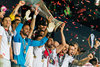 Sevilla with his Captain Coke (FC Sevilla) celebrates with the Trophy during the Final Match of the UEFA Europaleague between FC Liverpool and Sevilla FC at the St. Jakob Park in Basel, Switzerland on 2016/05/18.
