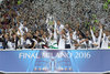 Sergi Ramos ( Real Madrid ) celebrates with trophy after the Final Match of the UEFA Championsleague between Real Madrid and Atletico Madrid at the Stadio Giuseppe Meazza in Mailand, Italy on 2016/05/28.
