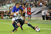 Karim Bellarabi (GER) and Robin Lod (FIN) during the International Football Friendly Match between Germany and Finland at the Stadion im Borussia Park in Moenchengladbach, Germany on 2016/08/31.
